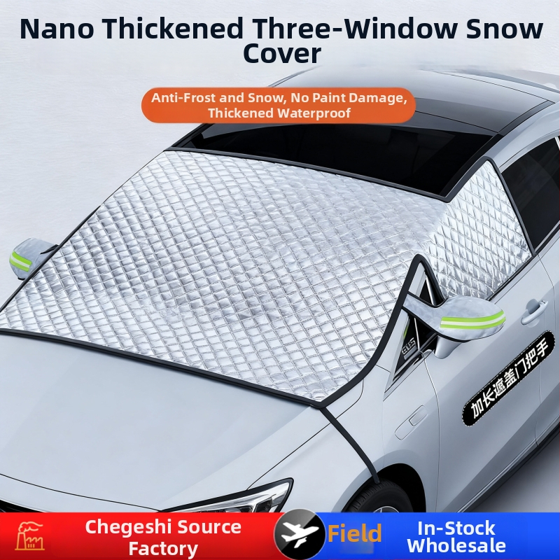 Priekinis automobilio stiklo sniego skydas, storesnis dangalas iš tarpaulin + kompozitinės medvilnės, įrengimas snap-in, universalus, 690 g, grotelės raštu