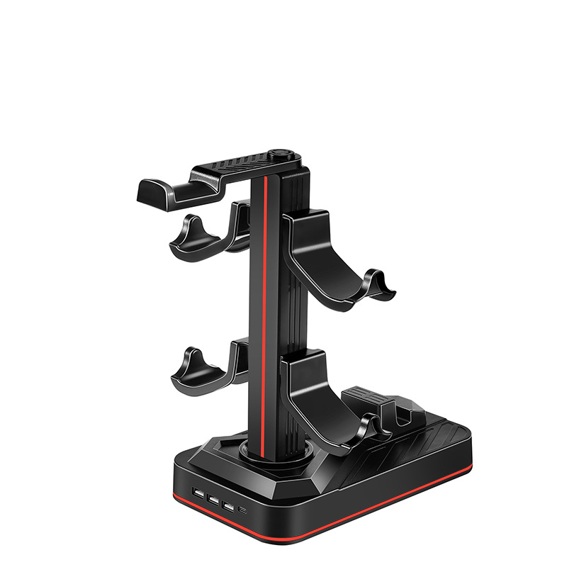 Switch2Pro зарядна стойка със съхранение за слушалки, ABS корпус, вградени фенери, зареждане и съхранение за контролери и слушалки Switch2Pro