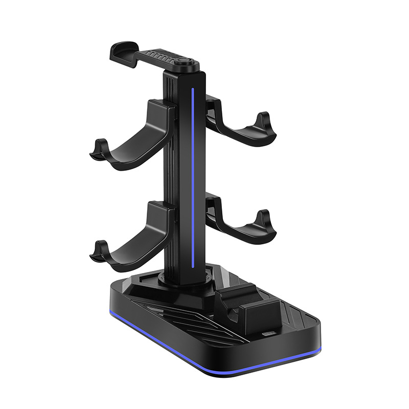 Switch2Pro зарядна стойка със съхранение за слушалки, ABS корпус, вградени фенери, зареждане и съхранение за контролери и слушалки Switch2Pro