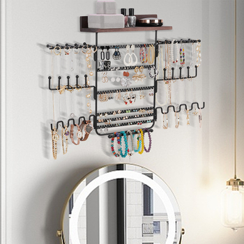 Juveelide seinale kinnitusriiul, puidust, skandinaavia stiilis, eemaldatav eksponeerimisalus, kolmetasandiline, massiivne puit