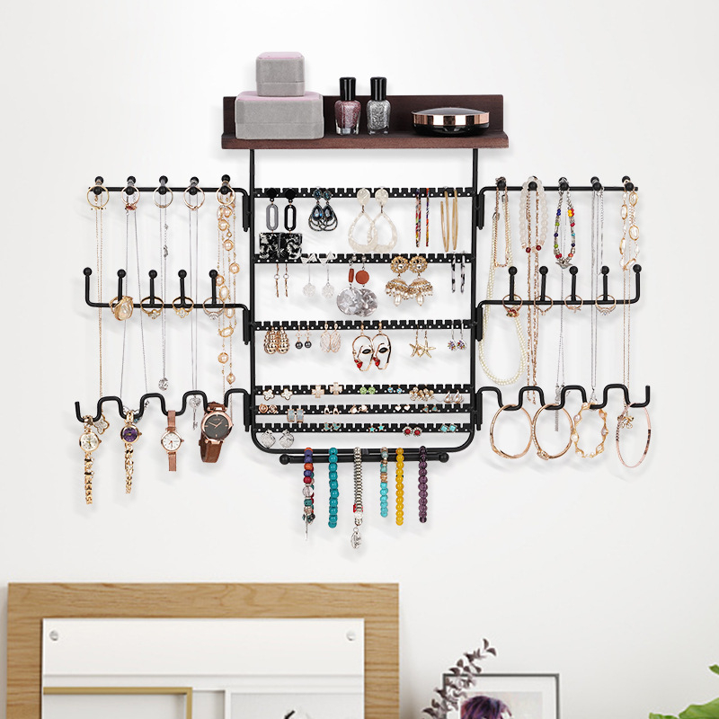 Juveelide seinale kinnitusriiul, puidust, skandinaavia stiilis, eemaldatav eksponeerimisalus, kolmetasandiline, massiivne puit