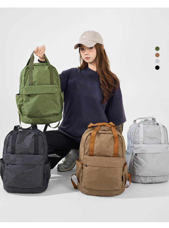Uniszex összecsukható nylon hátizsák rácsos mintával, 20–35 literes kapacitás, 12 colos laptop kompatibilis, utazáshoz és túrázáshoz