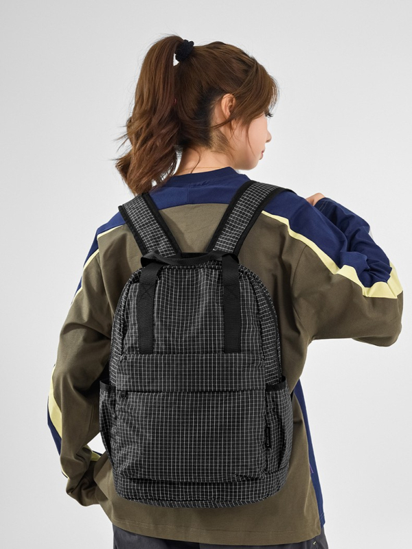 Uniszex összecsukható nylon hátizsák rácsos mintával, 20–35 literes kapacitás, 12 colos laptop kompatibilis, utazáshoz és túrázáshoz