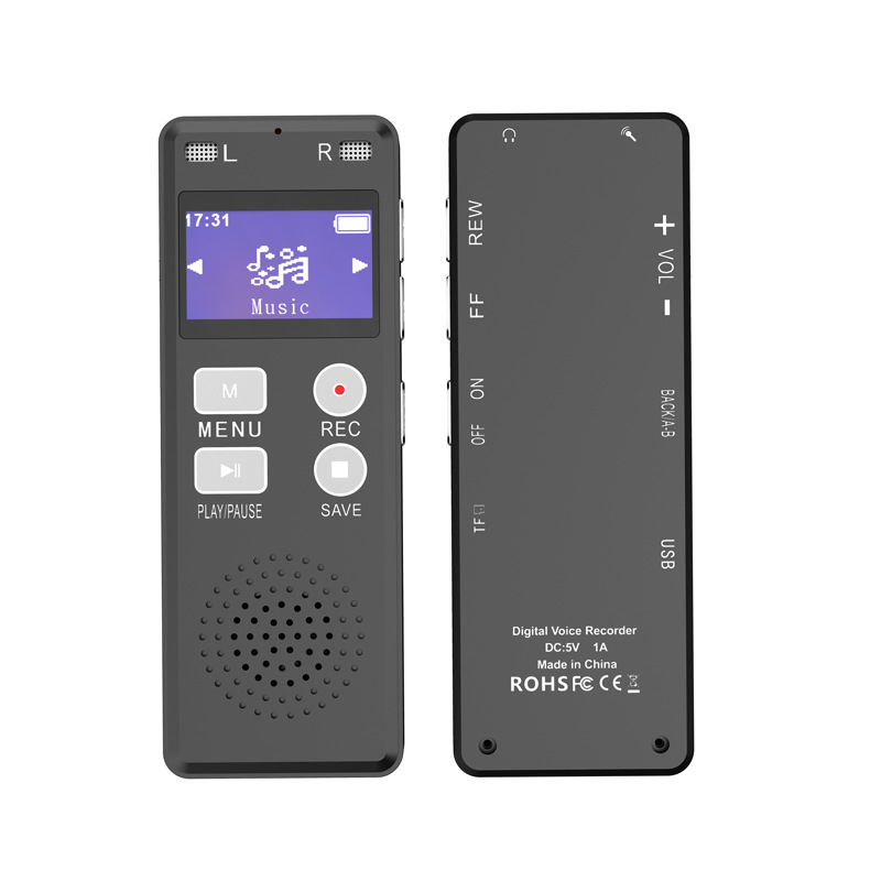 Biznesa sarunu ierakstāšanas pildspalva ar diviem mikrofoniem, augsta līmeņa trokšņu slāpēšana un vienkrāsu displejs; MP3/WMA/WAV formāti; līdz 999 ierakstiem TF kartē; USB 2.0