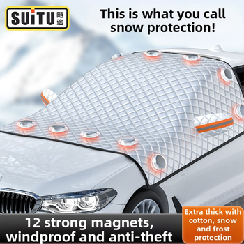 Automobilio priekinio stiklo skydelis nuo saulės - teleskopinis, universalus suderinamumas, aluminizuota plėvelė + purškiama medvilnė + juoda neausta medžiaga, 465 g, Storas stilius (Medžiaga: aluminizuota plėvelė + purškiama medvilnė + juoda neausta medži