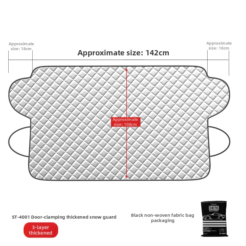 Automobilio priekinio stiklo skydelis nuo saulės - teleskopinis, universalus suderinamumas, aluminizuota plėvelė + purškiama medvilnė + juoda neausta medžiaga, 465 g, Storas stilius (Medžiaga: aluminizuota plėvelė + purškiama medvilnė + juoda neausta medži