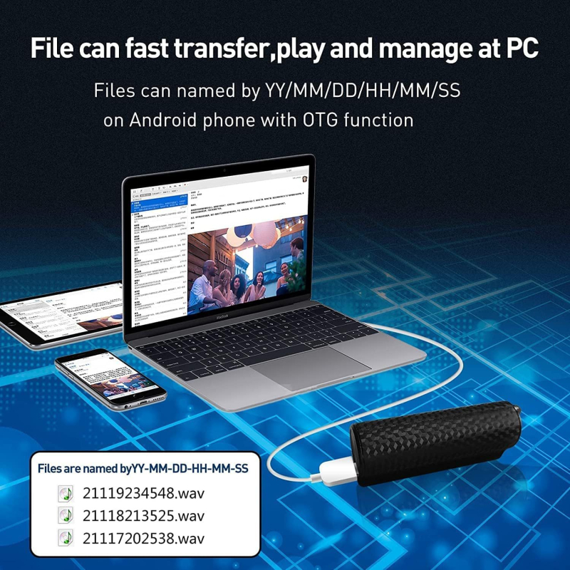 Ierakstīšanas pildspalva ar diviem mikrofoniem, 500 stundas ieraksts, WMA formāts, 999 failu limits, USB 2.0