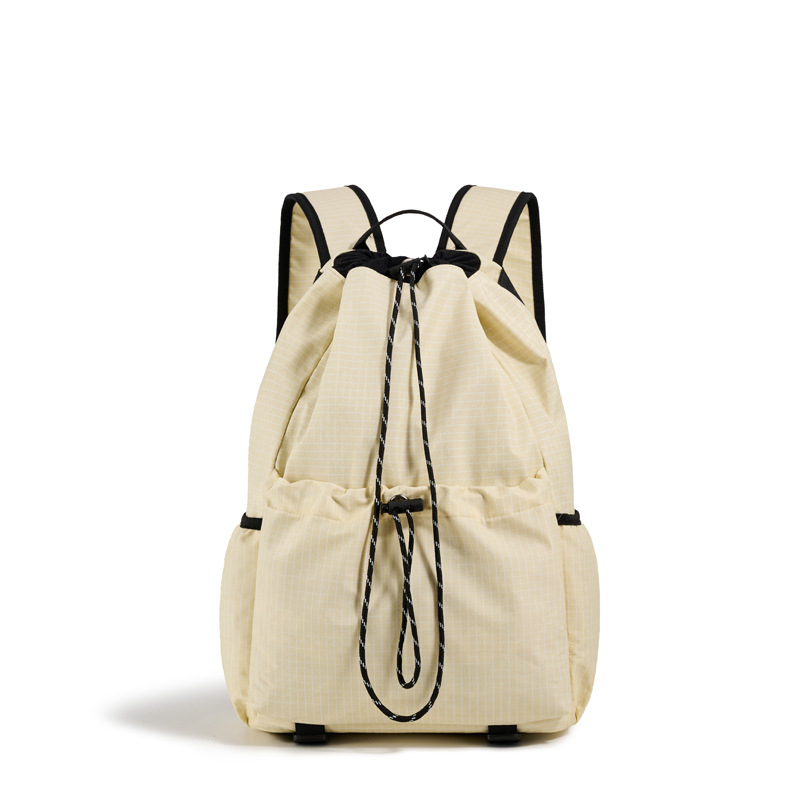 Uniszex húzózsinóros hátizsák – nagy kapacitás, kockás minta, könnyű utazáshoz; anyag nylon; 20–35 L; 10 hüvelykes laptop számára; légrugós vállpánt rendszer