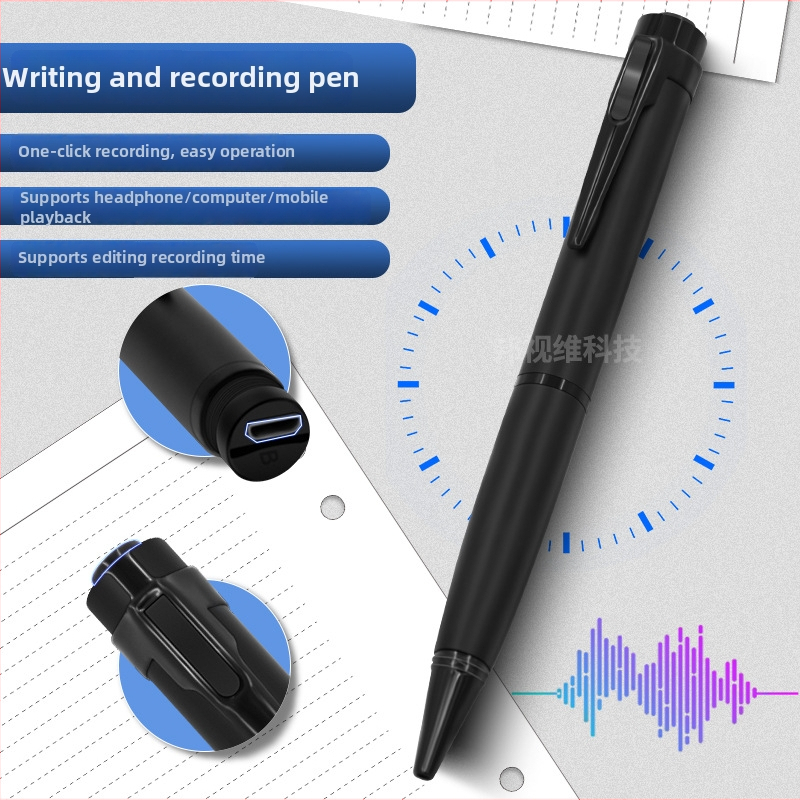 Pildspalvas formā diktofons, vienas pogas ieraksts, WAV formāts, TF karte, USB 2.0, tērauda korpuss
