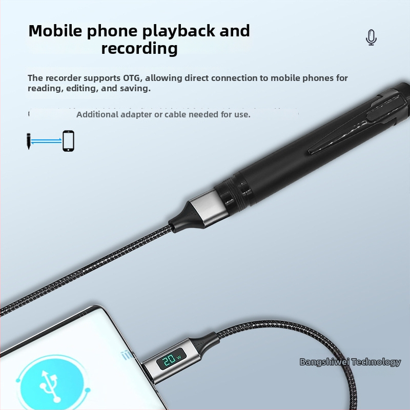 Pildspalvas formā diktofons, vienas pogas ieraksts, WAV formāts, TF karte, USB 2.0, tērauda korpuss