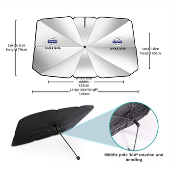 Κάλυμμα σκίασης αυτοκινήτου Bashden για Volvo XC60, XC40, S90, S60, XC90, V60, V90 – τιτάνιο-ασημί ταινία, τηλεσκοπική εγκατάσταση, δυνατότητα εκτύπωσης λογοτύπου, αρχικό στυλ, μοτίβο: λογότυπο μάρκας