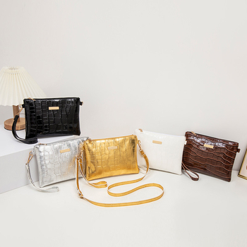 Geantă de umăr din PU, pătrată, cu fermoar, căptușeală poliester, design tridimensional, iarna 2024