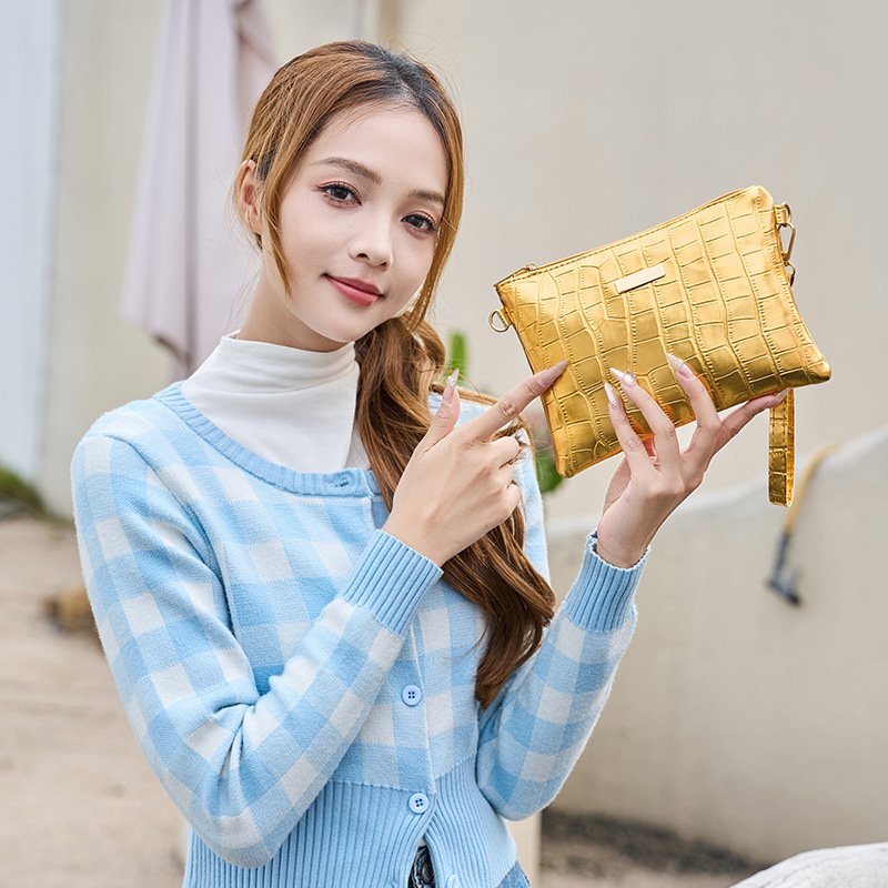 Geantă de umăr din PU, pătrată, cu fermoar, căptușeală poliester, design tridimensional, iarna 2024