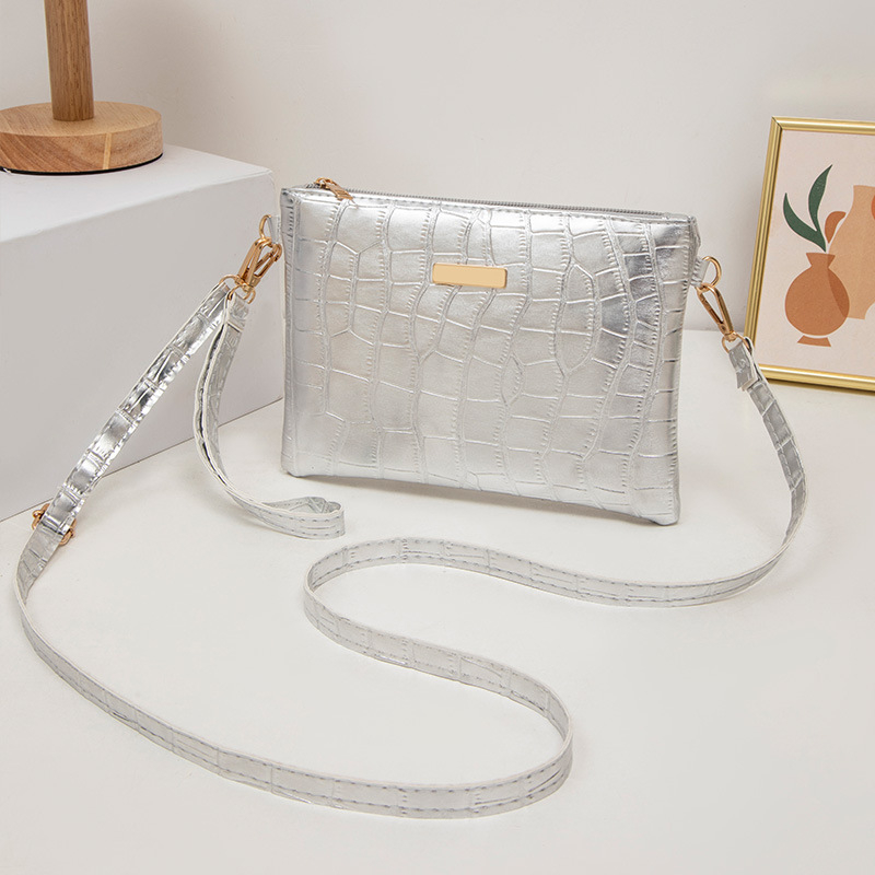 Geantă de umăr din PU, pătrată, cu fermoar, căptușeală poliester, design tridimensional, iarna 2024