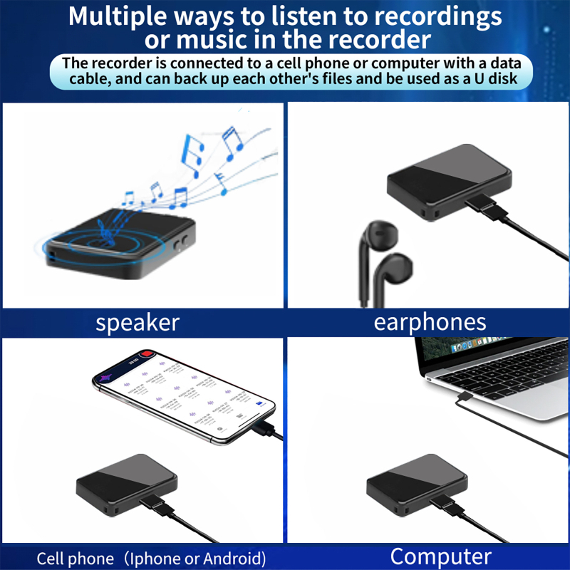 Snimajući pero s MP3 playerom i glasovnom kontrolom — WAV, 200 sati snimanja, snimanje jednim klikom, ugrađeni zvučnik, TF kartica, USB 2.0