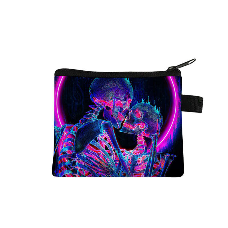 Portofel pentru monede din poliester, model geometric, stil urban minimalist, unisex