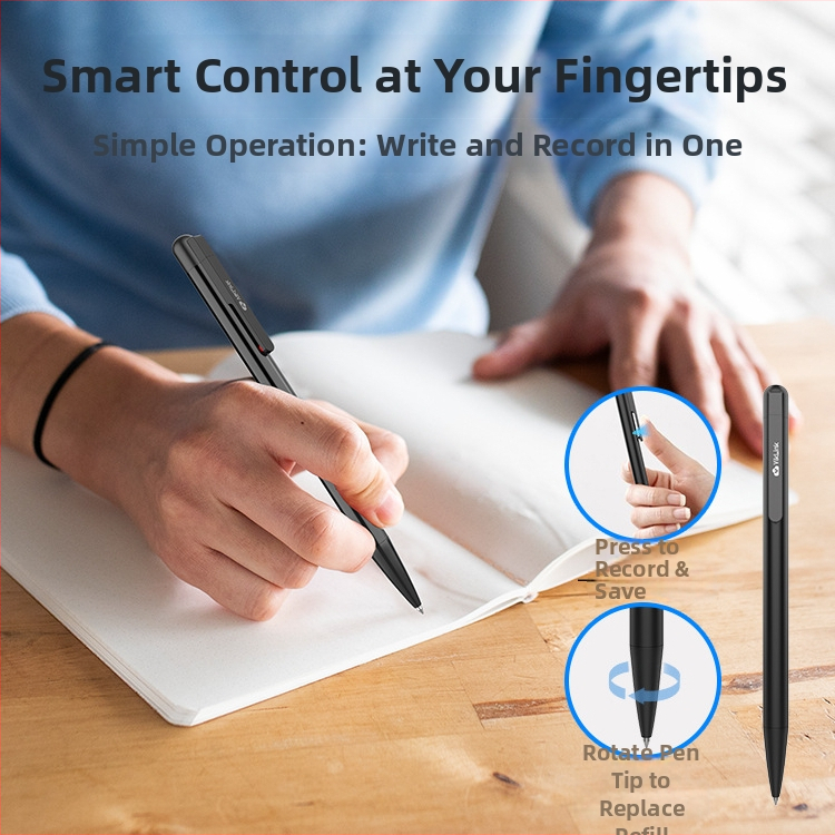 VK VR100 Profesionálne HD záznamové pero s Type-C, zabudovaný troj-smerový mikrofón, 16-hodinové nahrávanie, MP3/WMA/WAV formáty, telo z hliníkovej zliatiny