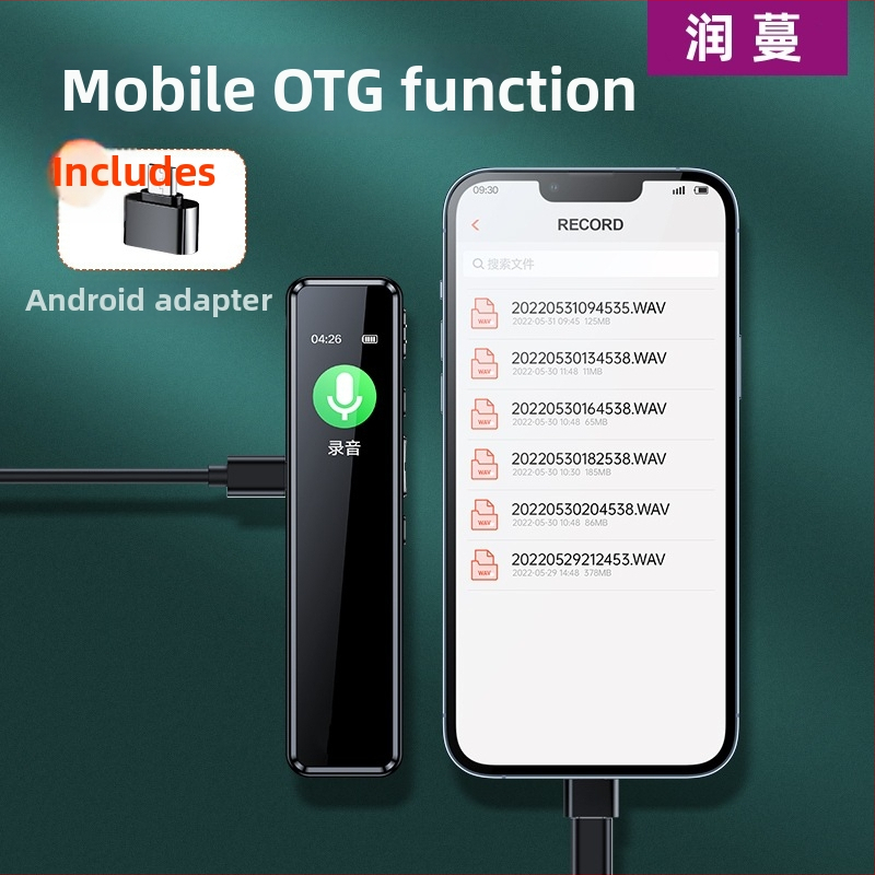 Profesionálny nahrávač pre biznis s 60 hodinami záznamu, MP3/WAV, USB 2.0, dvojitý vstavaný mikrofón, nahrávanie jedným tlačidlom