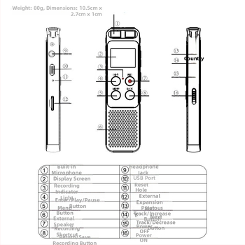 Φορητός καταγραφέας φωνής L278 – συμπαγής καταγραφέας φωνής για συναντήσεις, MP3/WAV, εγγραφή έως 2400 λεπτών, υποστήριξη κάρτας TF, USB 2.0