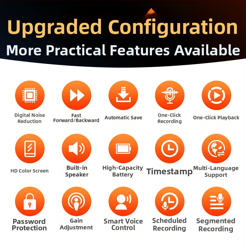 Prenosný diktafón s HD redukciou šumu pre právnikov, 10 hodín záznamu