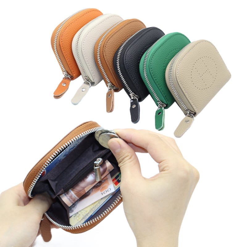 Mincovka z pravej kože, prvá vrstva hovädzej kože, harmonikový držiteľ kariet, viac priehradok na karty, unisex