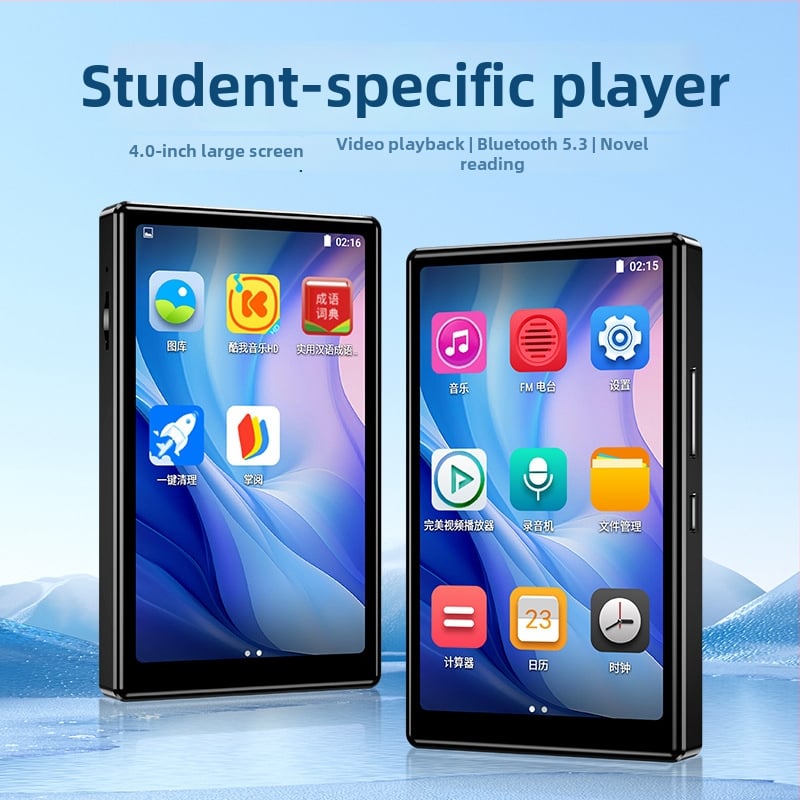 MP4 видео и музикален плеър Shiku M6 за ученици | USB 2.0, TF карта, докосване+бутони, поддържа MP3/WMA/OGG/FLAC/APE и MPEG-4/FLV/RM/RMVB