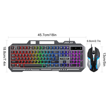 TF600 Gaming set tipkovnice i miša s USB kabelom, pozadinsko osvjetljenje, DPI 800-1600, ergonomski dizajn, kabel duljine 1,3 m