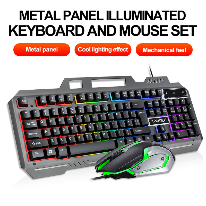 TF600 Gaming set tipkovnice i miša s USB kabelom, pozadinsko osvjetljenje, DPI 800-1600, ergonomski dizajn, kabel duljine 1,3 m
