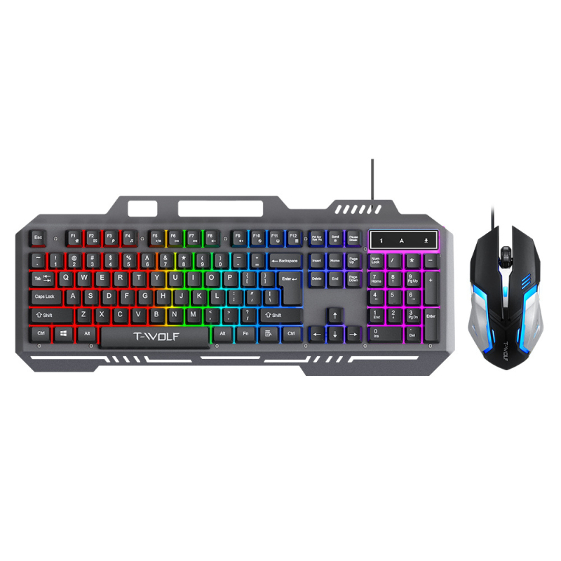 TF600 Gaming set tipkovnice i miša s USB kabelom, pozadinsko osvjetljenje, DPI 800-1600, ergonomski dizajn, kabel duljine 1,3 m