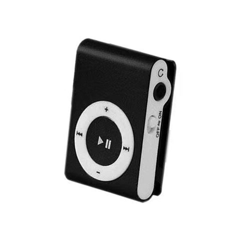 MP3 player cu clips, fără afișaj, USB 2.0, jack 3,5 mm, suport card TF, baterie de 110 mAh