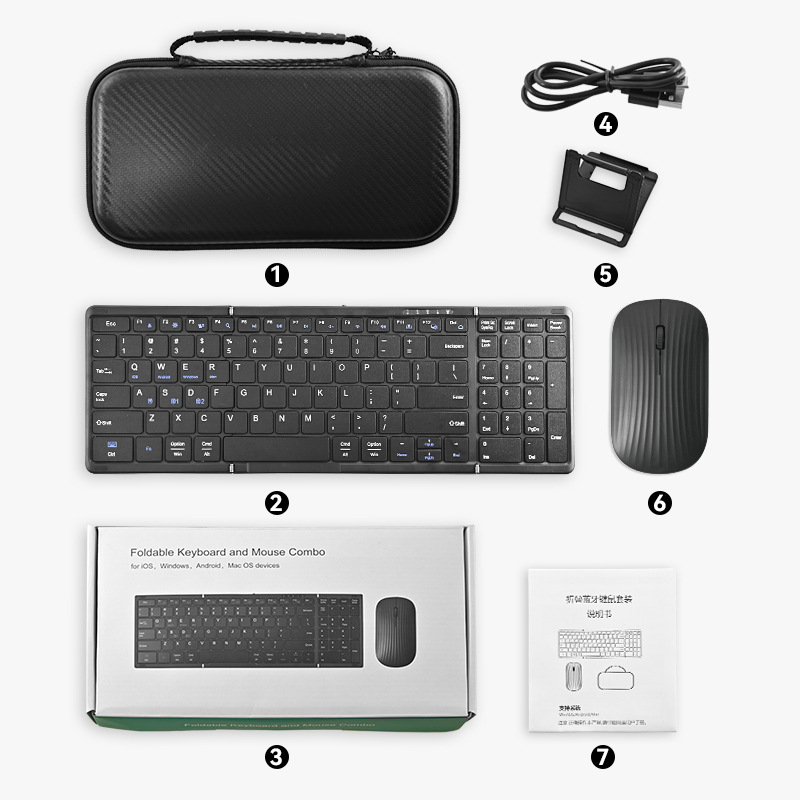 Bežični set tipkovnice i miša, Bluetooth, kompatibilan s više sustava, za mobitele, tablete i prijenosna računala, model B099.