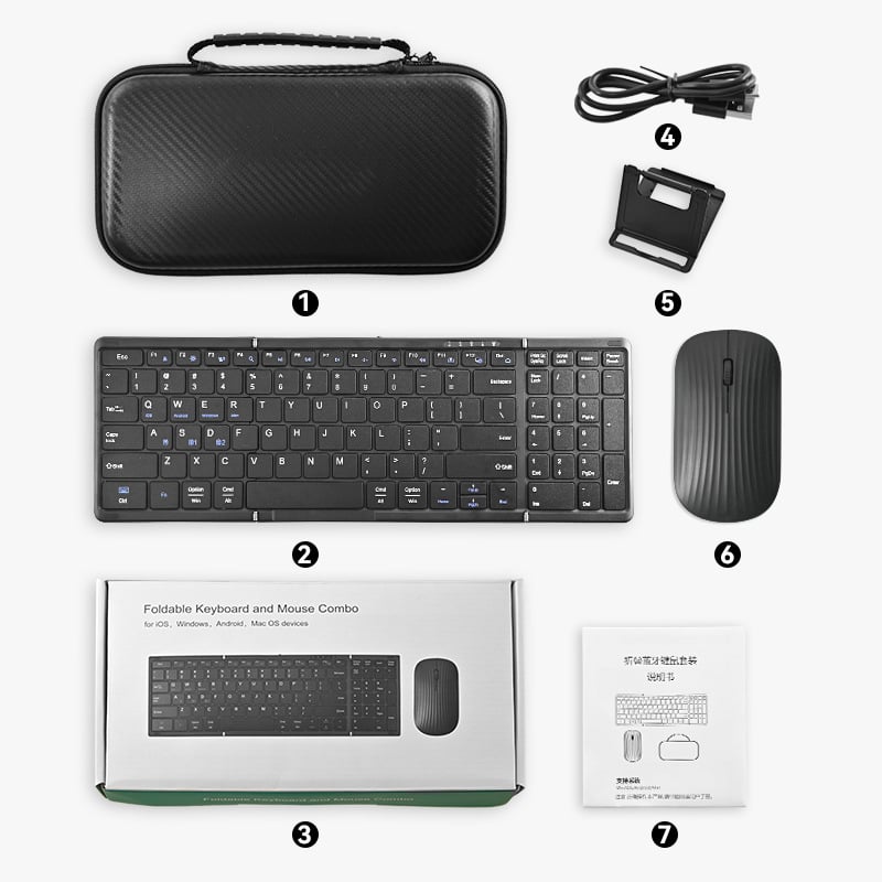 Bežični set tipkovnice i miša, Bluetooth, kompatibilan s više sustava, za mobitele, tablete i prijenosna računala, model B099.