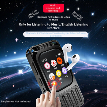 Záznamník zvuku a MP3 prehrávač s farebným dotykovým 2,0-palcovým displejom, Bluetooth, dlhá výdrž batérie, nahrávanie hlasom, podpora TF karty, USB 3.0, prenosný pre študentov