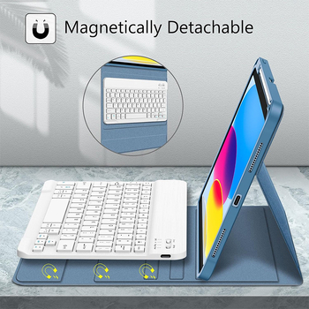 iPad aizsarg vāciņš ar integrētu klaviatūras un peles komplektu, akrila materiāls, ādas stila budistu dizains, saderīgs ar Apple iPad Magic Keyboard, miega funkcija atbalstīta