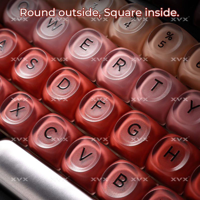 Lipstick taustiņu vāciņš mehāniskajai tastatūrai — plastmasas Pbts, injekcijas formēšana + elektroplēšana, metāla tekstūra, skaists apaļš dizains, saderīgs ar Cross axis un mehāniskajām tastatūrām