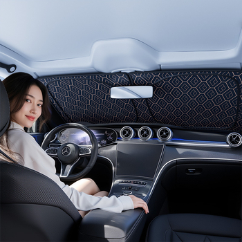 Αυτοκινητικό σκίαστρο για μπροστινό παρμπρίζ, διαμαντωμένο πλέγμα λέιζερ, αναδιπλούμενο αλουμινένιο φιλμ, εγκατάσταση με snap-in, γενική εφαρμογή, δυνατότητα εκτύπωσης λογότυπου