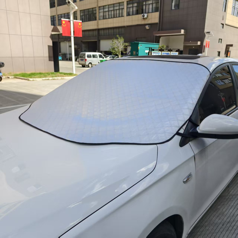 Wantu προστατευτικό ήλιου αυτοκινήτου για εμπρόσθιο παρμπρίζ, 3-στρώσεις quilted βαμβάκι, εγκατάσταση με snaps, σχέδιο λογότυπο μάρκας