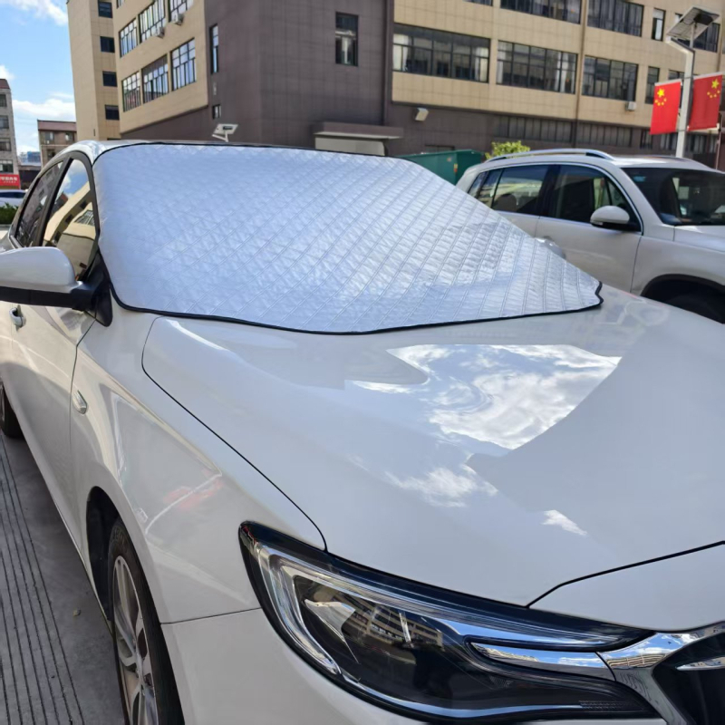 Wantu προστατευτικό ήλιου αυτοκινήτου για εμπρόσθιο παρμπρίζ, 3-στρώσεις quilted βαμβάκι, εγκατάσταση με snaps, σχέδιο λογότυπο μάρκας