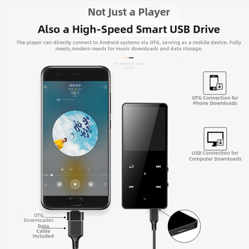 Bluetooth MP3 плеър с 1.8-инчов цветен тъчскрийн, USB 3.0, поддръжка на TF карта, 400 mAh батерия, до 30 часа възпроизвеждане