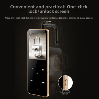 Bluetooth MP3 плеър с 1.8-инчов цветен тъчскрийн, USB 3.0, поддръжка на TF карта, 400 mAh батерия, до 30 часа възпроизвеждане