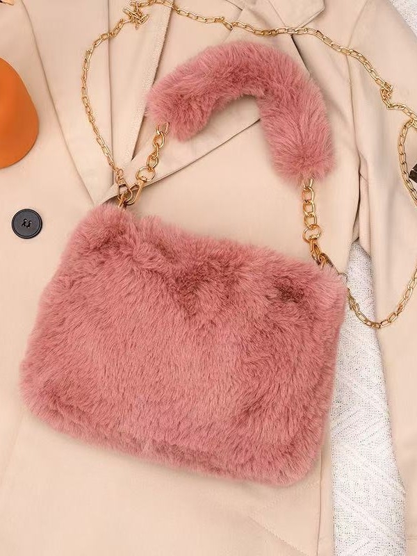 Plüss crossbody táska, vízszintes négyzet alakú, cipzár, telefon- és dokumentum zsebek, városi stílus