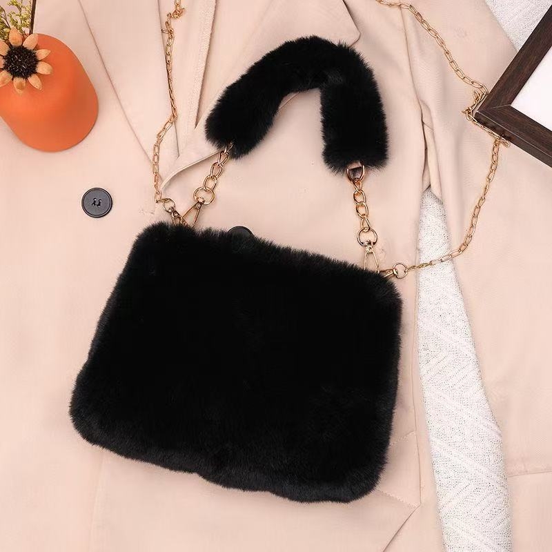 Plüss crossbody táska, vízszintes négyzet alakú, cipzár, telefon- és dokumentum zsebek, városi stílus