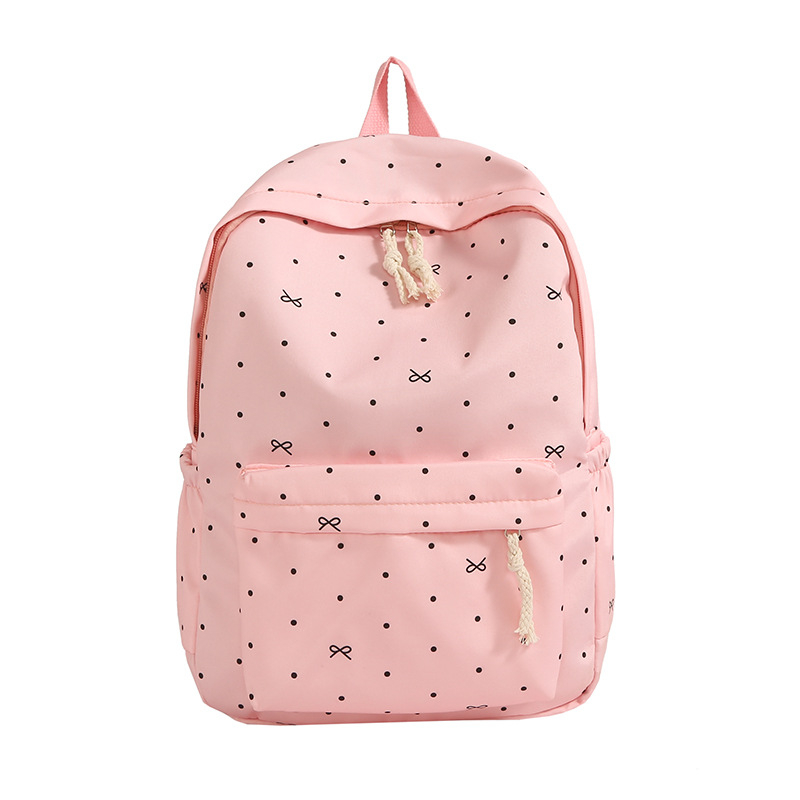 Uniszex iskolai hátizsák pöttyös mintával, Nylon anyagból, kapacitás 20 L alatt, 10 hüvelykes laptophoz illeszkedik