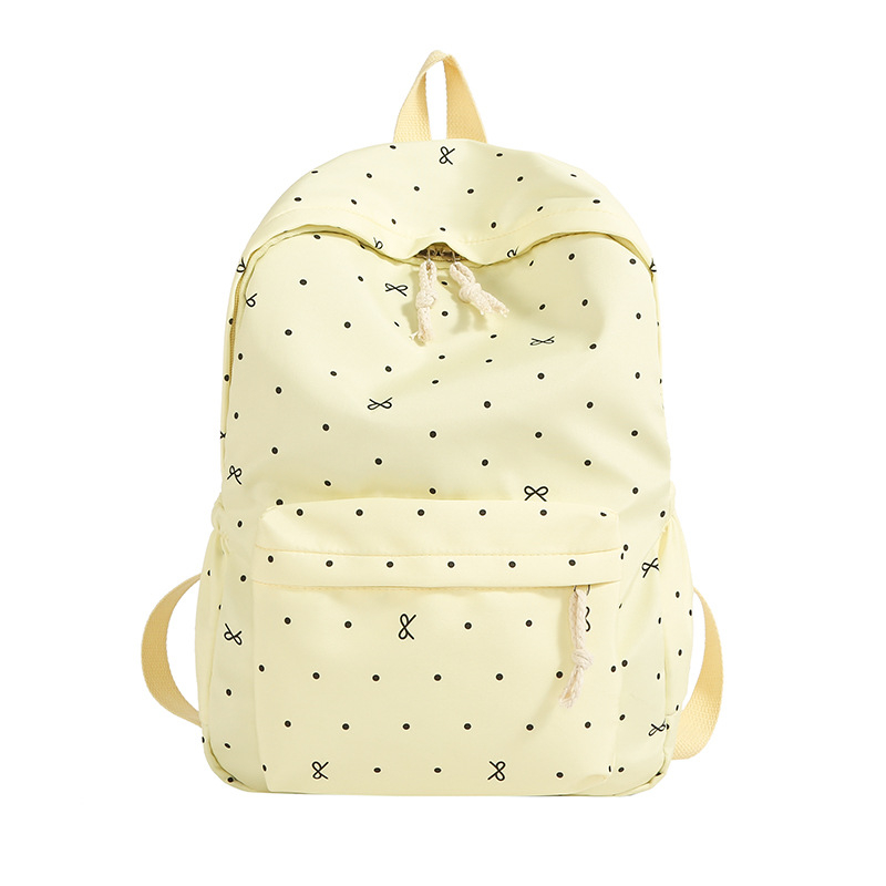 Uniszex iskolai hátizsák pöttyös mintával, Nylon anyagból, kapacitás 20 L alatt, 10 hüvelykes laptophoz illeszkedik