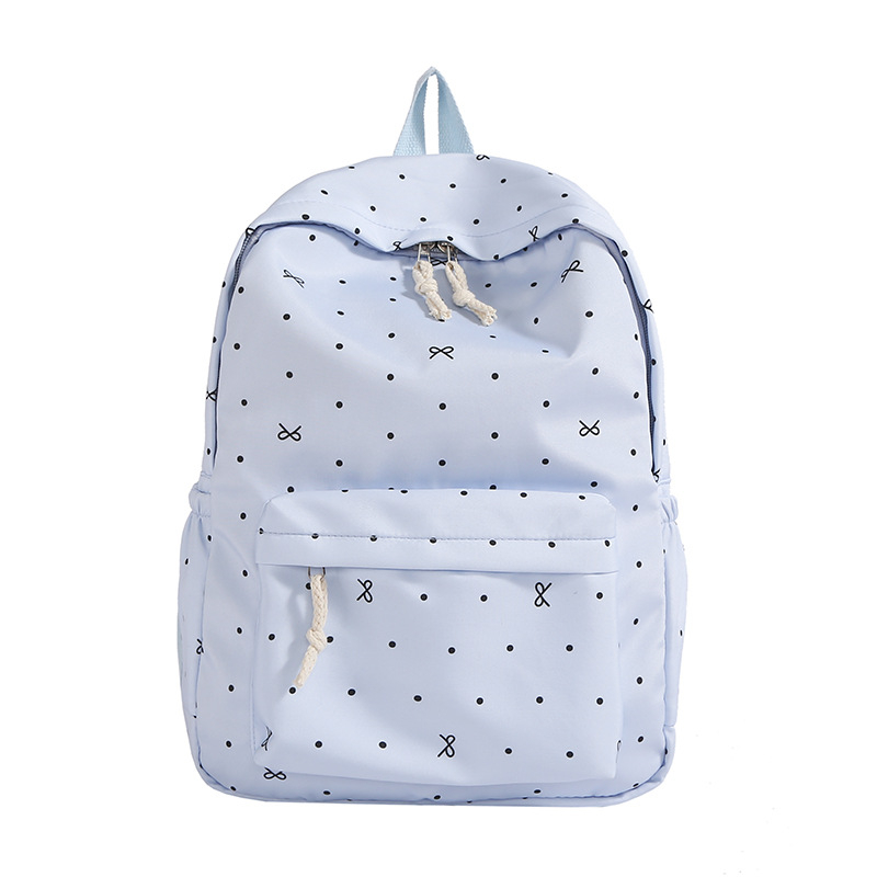 Uniszex iskolai hátizsák pöttyös mintával, Nylon anyagból, kapacitás 20 L alatt, 10 hüvelykes laptophoz illeszkedik