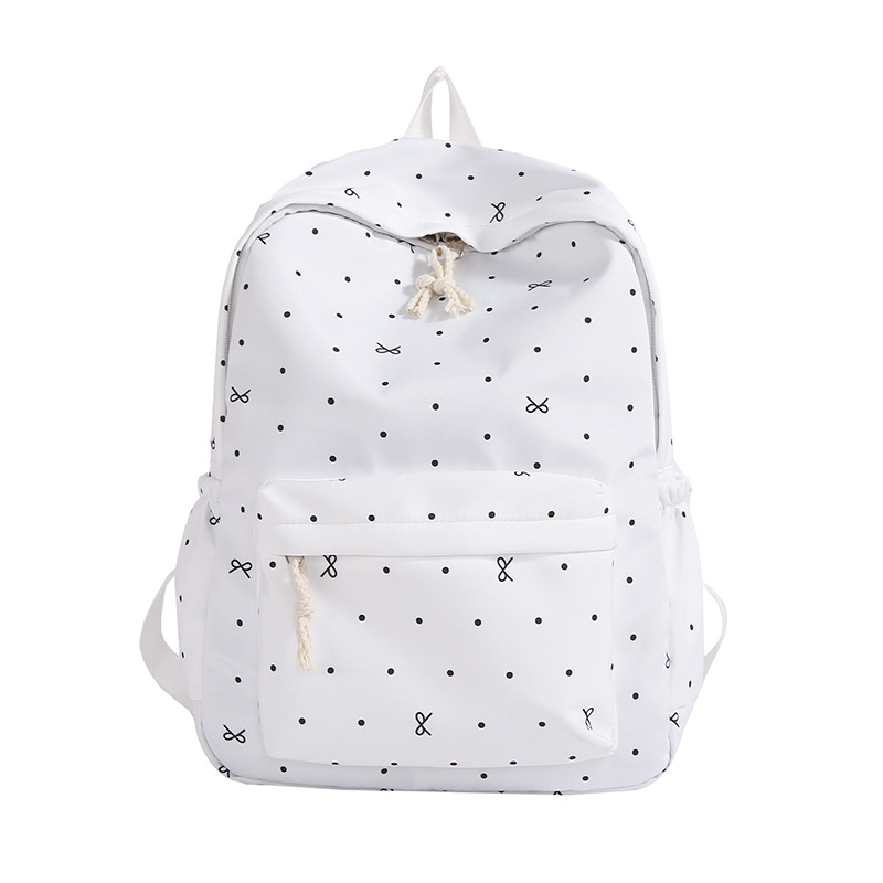 Uniszex iskolai hátizsák pöttyös mintával, Nylon anyagból, kapacitás 20 L alatt, 10 hüvelykes laptophoz illeszkedik