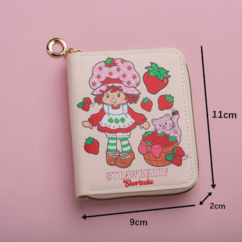 Novčanik za novčiće s motivom Strawberry Girl u anime stilu, za djevojčice, PU vanjski dio, podstava od sintetičke kože, vodootporan i lagan