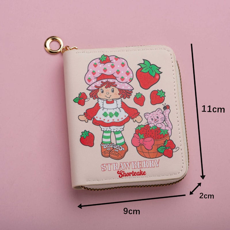 Novčanik za novčiće s motivom Strawberry Girl u anime stilu, za djevojčice, PU vanjski dio, podstava od sintetičke kože, vodootporan i lagan