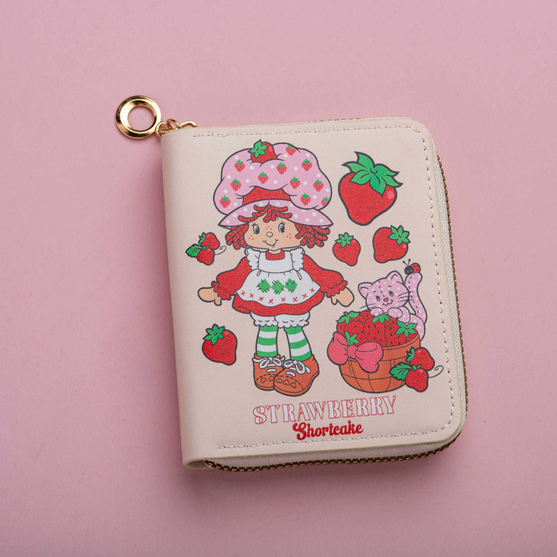 Novčanik za novčiće s motivom Strawberry Girl u anime stilu, za djevojčice, PU vanjski dio, podstava od sintetičke kože, vodootporan i lagan
