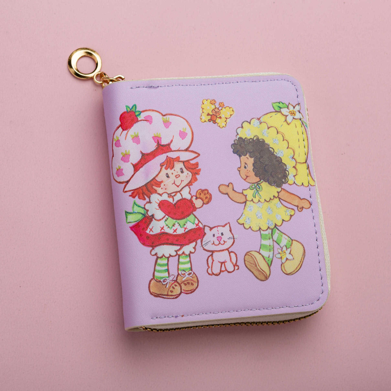Novčanik za novčiće s motivom Strawberry Girl u anime stilu, za djevojčice, PU vanjski dio, podstava od sintetičke kože, vodootporan i lagan